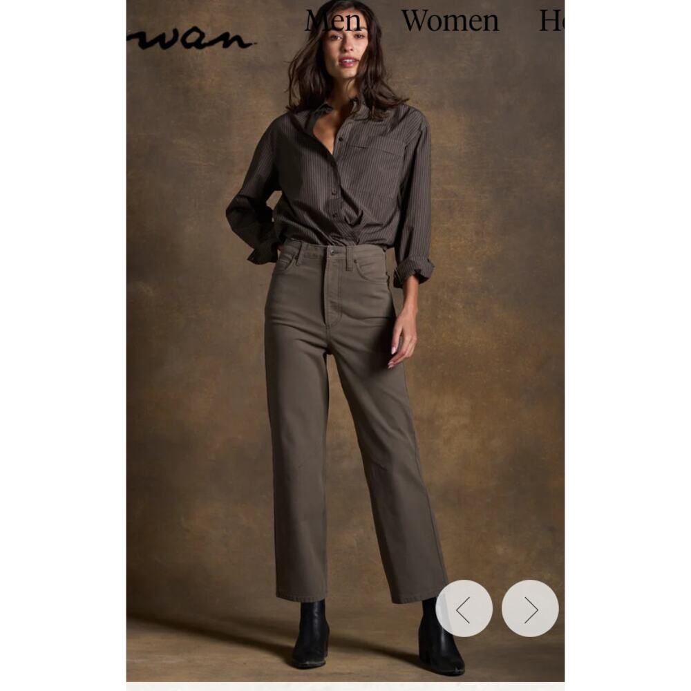 Rowan Pants 27 Merylee 5 Pocket Canvas Straight Olive Green Casual Work Office